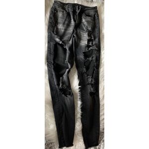 KanCan Destroyed Black Denim Skinny Jeans